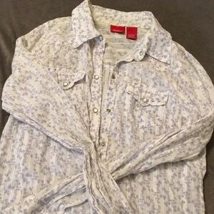 Mossimo white with purple floral blouse